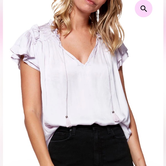 Like New!  Paige “Laramie” silky short sleeve flutter sleeve top in lavender Med - Picture 3 of 12